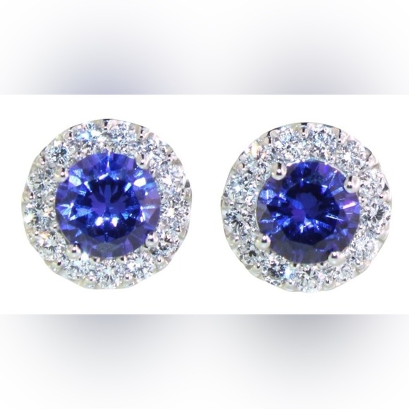 5.32 Carat Tanzanite Diamond Halo Earrings - Picture 4 of 4